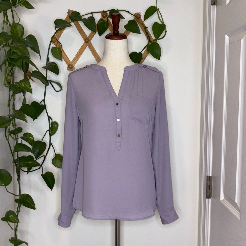 THE LIMITED Lilac Half Button Down Blouse